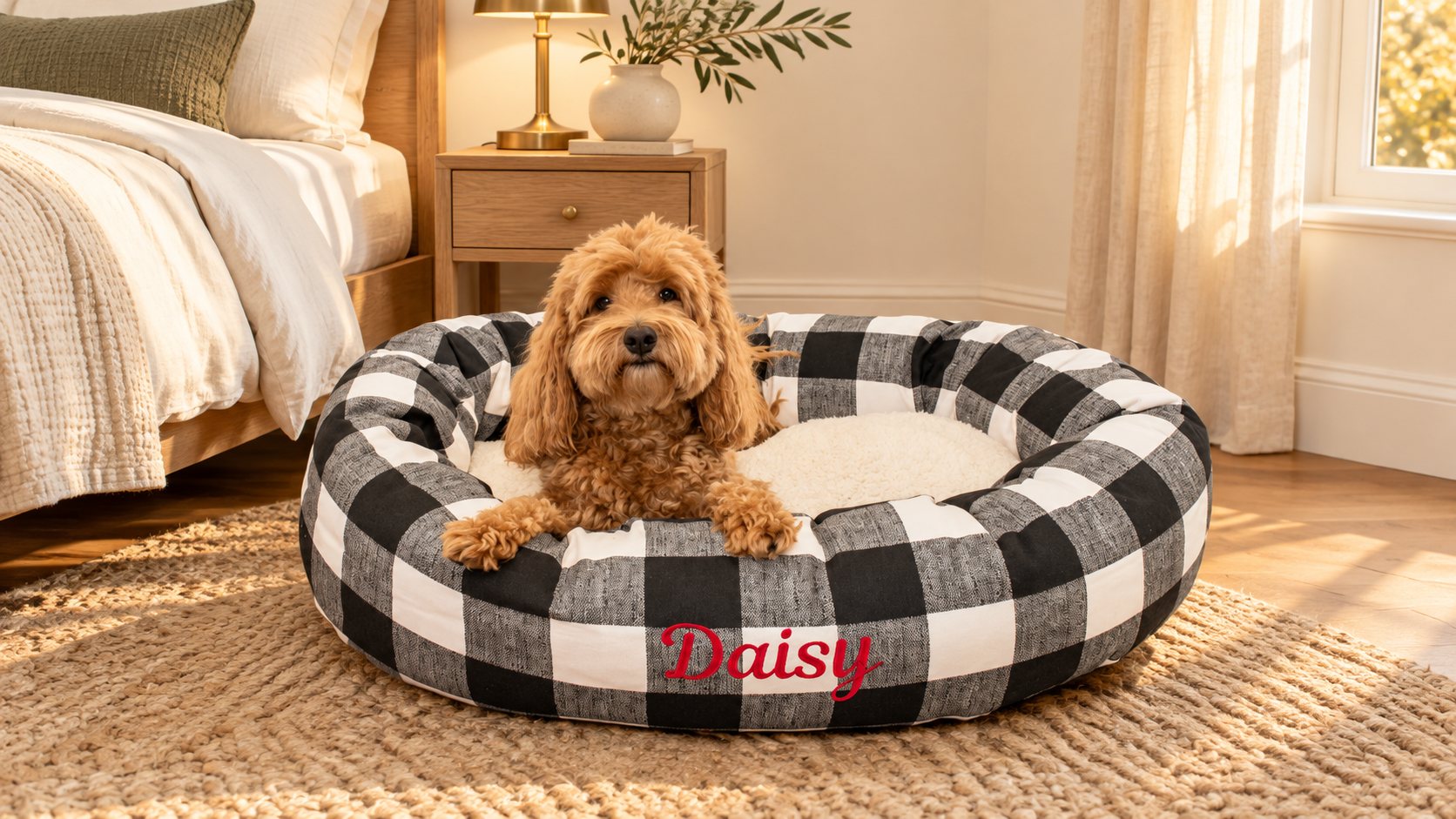 Personalized Majestic Pet Anderson Check Bagel Bed