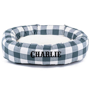 Gunmetal Blue Anderson Check Sherpa Bagel - Personalized