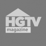 'HGTV Magazine logo in grayscale.'