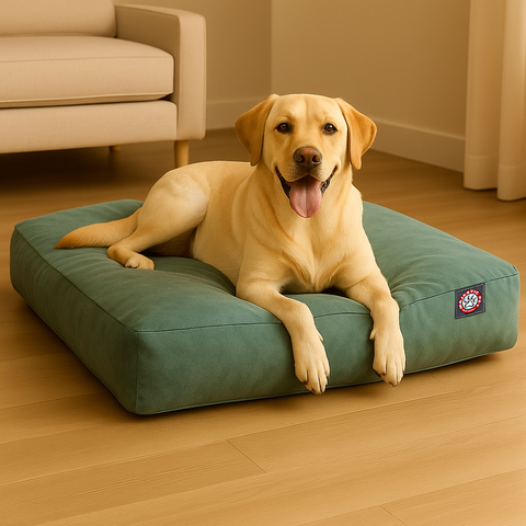Custom size rectangle dog bed with removable washable zippered cover, fabric option